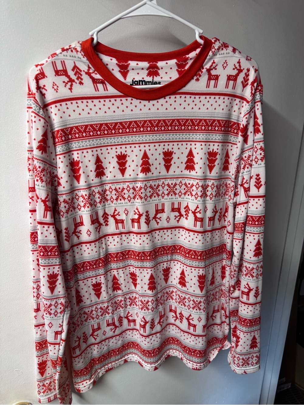 Jammies Red & White Holiday Fair Isle Top
